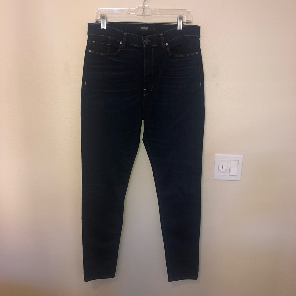 Hudson Jeans Barbara High Rise Dark Blue Denim in Requiem